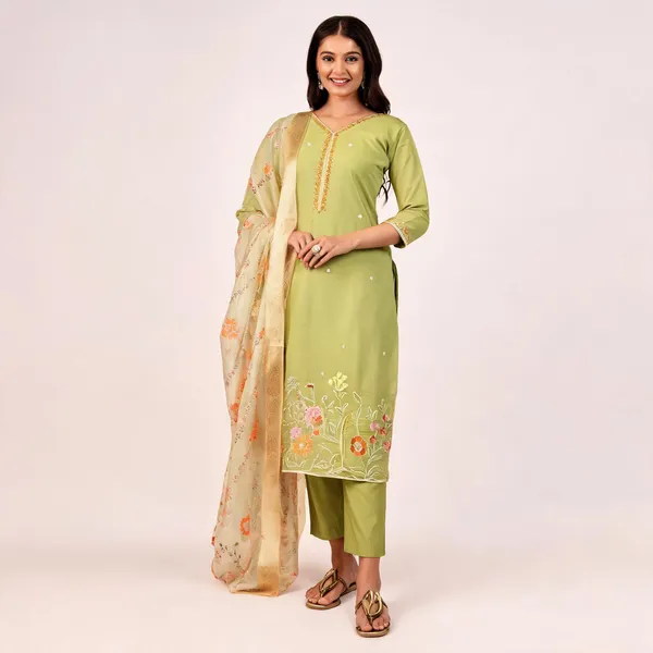 Green_Viscose_Straight_Floral_Embroidered_Kurta_Pant_Dupatta_Set_For_Women