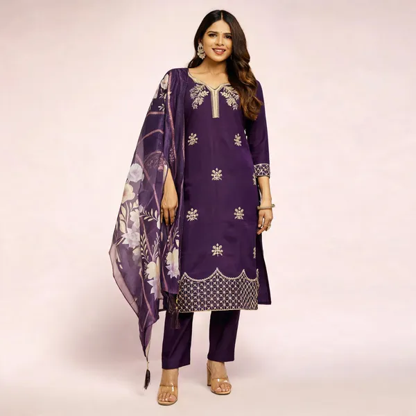 Purple_Cotton_Embroidered_Kurta_With_Pant_&_Dupatta_For_Women