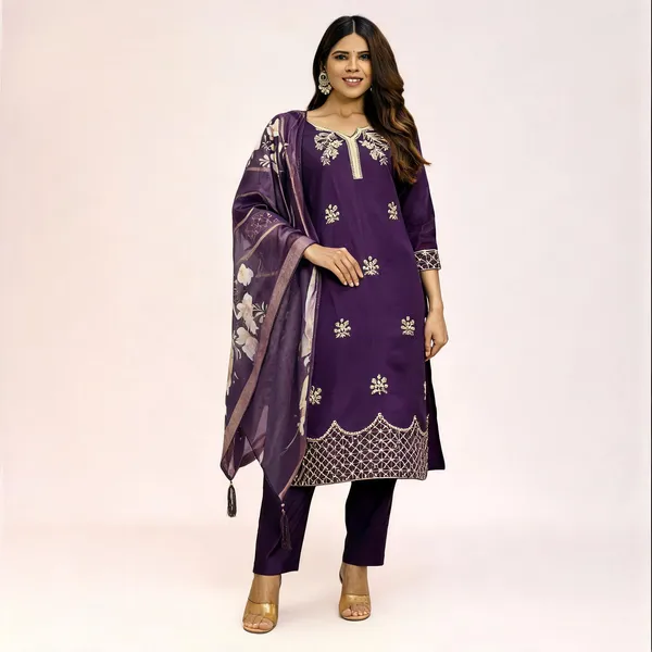 Purple_Cotton_Embroidered_Kurta_With_Pant_&_Dupatta_For_Women