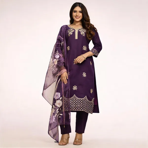 Purple_Cotton_Embroidered_Kurta_Trouser_Dupatta_Set_For_Women