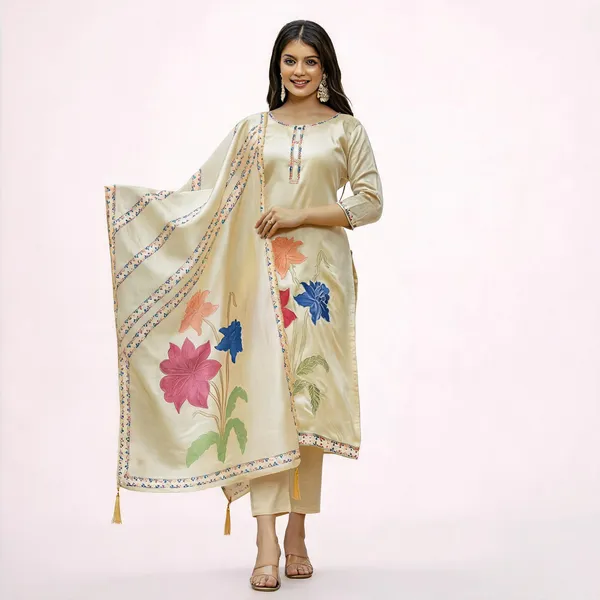 Beige_Viscose_Assam_Silk_Embroidered_Straight_Kurta_Set_For_Women
