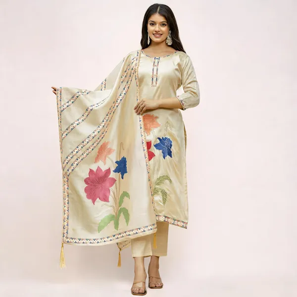 Beige_Viscose_Assam_Silk_Embroidered_Straight_Kurta_Set_For_Women