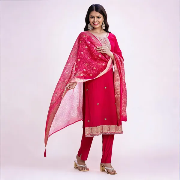 Pink_Viscose_Assam_Silk_Straight_Embroidered_Kurta_Set_For_Women