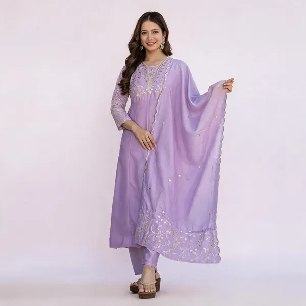 Peach_Vichitra_Silk_Straight_Embroidered_Kurta_Set_For_Women
