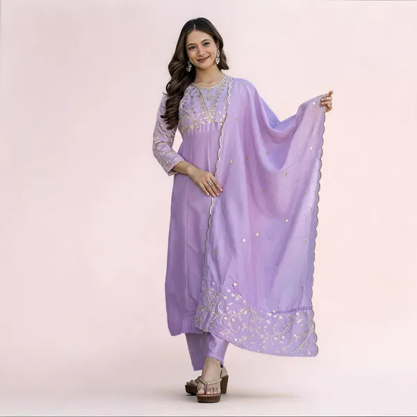 Peach_Vichitra_Silk_Straight_Embroidered_Kurta_Set_For_Women