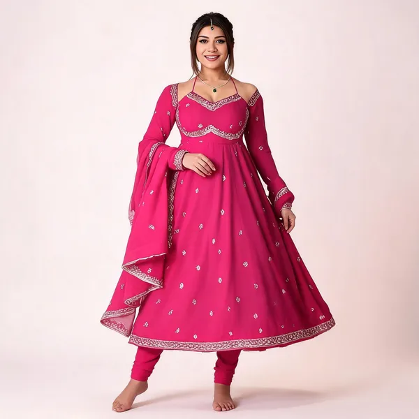 Pink_Heavy_Gmy_Silk_Embroidered_Anarkali_Kurta_Set_For_Women
