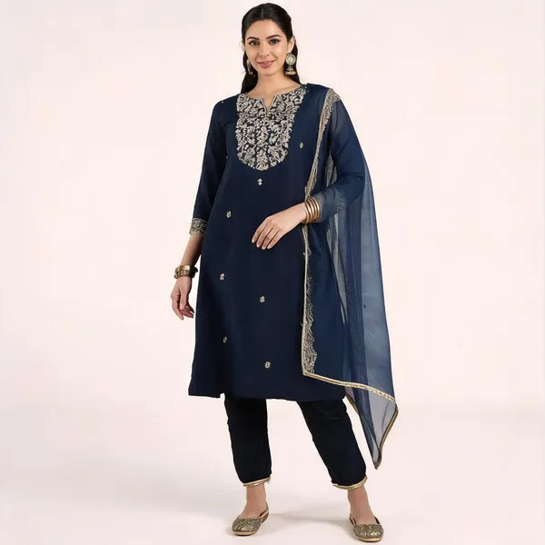 Blue_Chanderi_Embroidered_Straight_Kurta_Set_For_Women