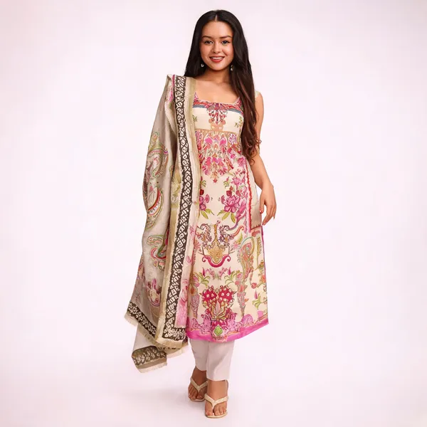 Beige_French_Crepe_Floral_Printed_Kurta_Pant_Dupatta_Set_For_Women