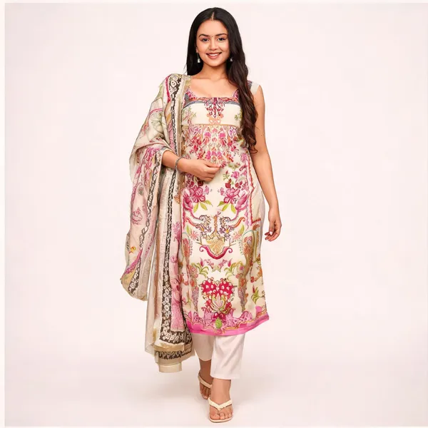 Beige_French_Crepe_Floral_Printed_Kurta_Pant_Dupatta_Set_For_Women