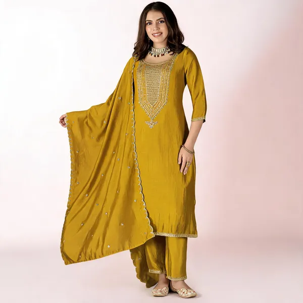 Yellow_Vichitra_Straight_Zari_Sequin_Embroidered_Kurta_Set_For_Women