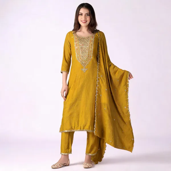 Yellow_Vichitra_Straight_Zari_Sequin_Embroidered_Kurta_Set_For_Women