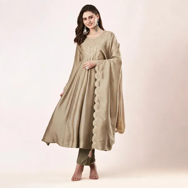 Beige_Cotton_Anarkali_Zari_Embroidered_Kurta_Set_For_Women