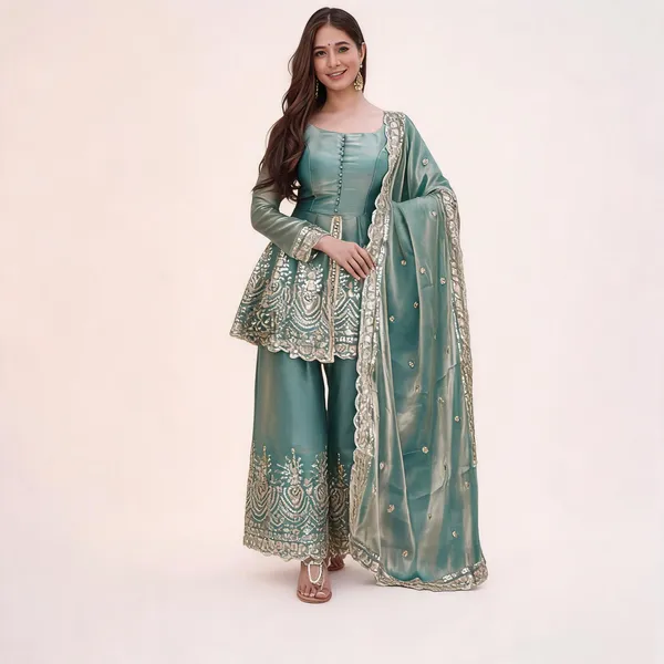 Green_Fandy_Silk_Anarkali_Embroidered_Kurta_Set_For_Women
