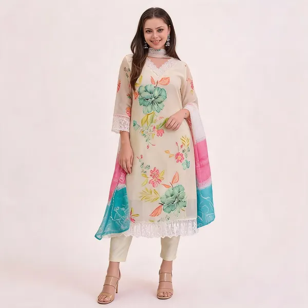 Beige_Cotton_Embroidered_Slim_Fit_Kurta_Set_For_Women