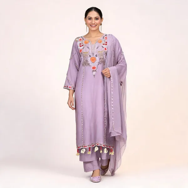 Light_Blue_Chanderi_Straight_Embroidered_Kurta_With_Pant_&_Dupatta_For_Women