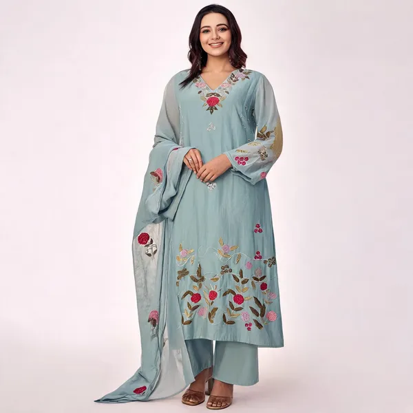 Grey_Cotton_Embroidered_Straight_Kurta_Pant_Dupatta_Set_For_Women