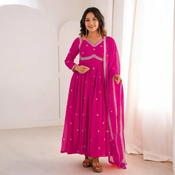 Pink_Georgette_Anarkali_Embroidered_Kurta_With_Bottom_&_Dupatta_For_Women