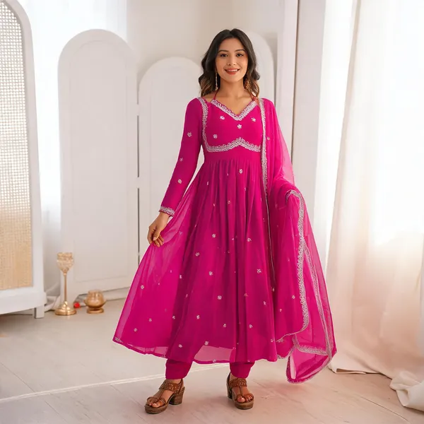 Pink_Georgette_Anarkali_Embroidered_Kurta_With_Bottom_&_Dupatta_For_Women