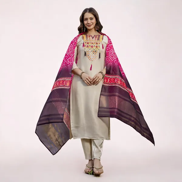 Beige_Viscose_Shimmer_Embroidered_Straight_Kurta_Set_For_Women