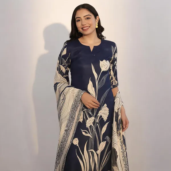 Dark_Blue_Cotton_Straight_Floral_Printed_Kurta_Set_For_Women