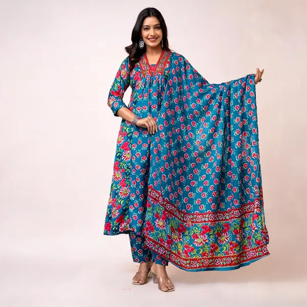 Blue_Cotton_Straight_Embroidered_Kurta_With_Pant_&_Dupatta_For_Women
