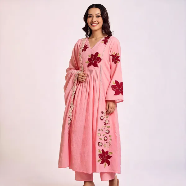 Pink_Chanderi_Embroidered_Anarkali_Kurta_Set_For_Women