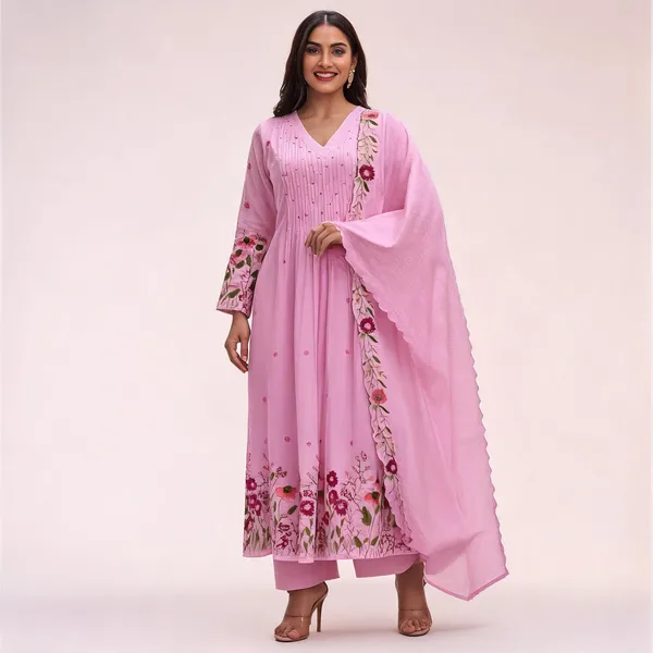 Pink_Chanderi_Silk_Anarkali_Embroidered_Kurta_Set_For_Women
