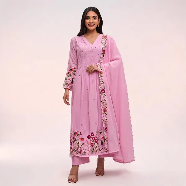 Pink_Chanderi_Silk_Anarkali_Embroidered_Kurta_Set_For_Women