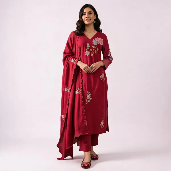 Maroon_Gmy_Silk_Straight_Dori_Sequin_Embroidered_Kurta_Set_For_Women