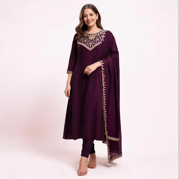 Purple_Vichitra_Silk_Straight_Embroidered_Kurta_Set_For_Women