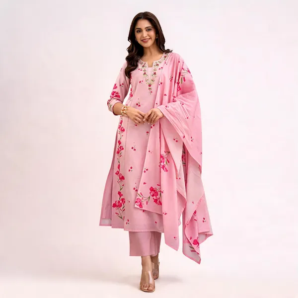Pink_Cotton_Embroidered_Kurta_Trouser_Dupatta_Set_For_Women