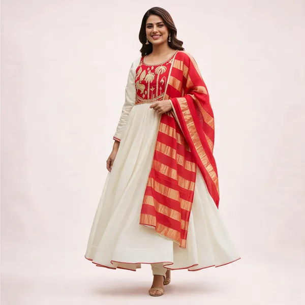 Red_Silk_Embroidered_Kurta_Set_For_Women