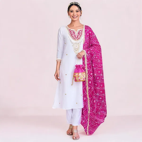 White_Cotton_Printed_Kurta_Pant_Dupatta_Set_For_Women