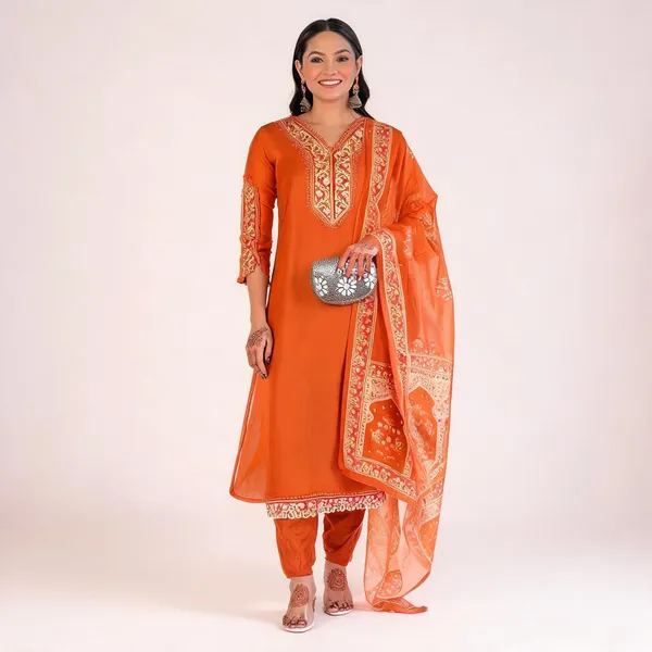 Gold_Cotton_Printed_Straight_Kurta_Pant_Dupatta_Set_For_Women