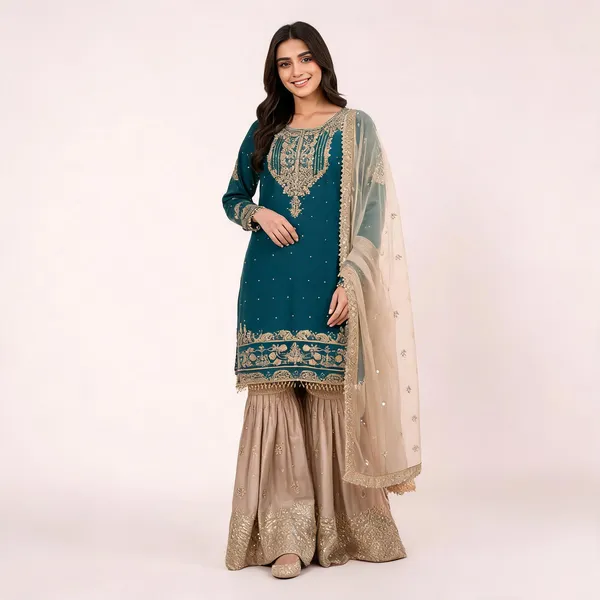 Dark_Blue_Silk_Embroidered_Kurta_Set_For_Women