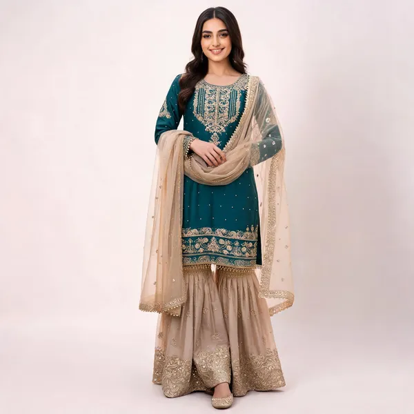 Dark_Blue_Silk_Embroidered_Kurta_Set_For_Women