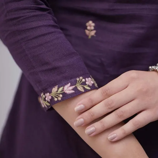 Purple_Cotton_Slim_Fit_Embroidered_Kurta_Set_For_Women