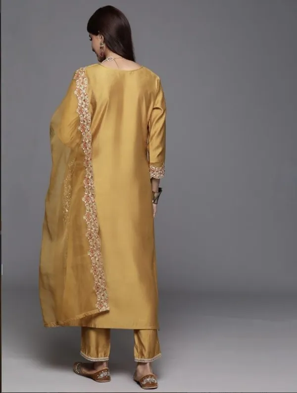 Yellow_Chanderi_Embroidered_Yoke_Straight_Kurta_Salwar_Set_For_Women
