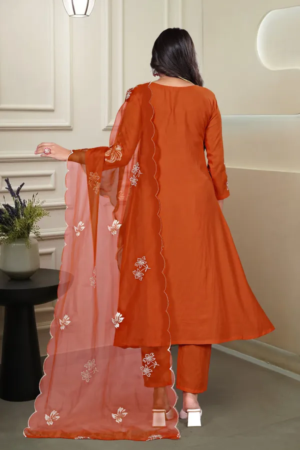 Orange_Chinon_Straight_Embroidered_Kurta_Set_For_Women