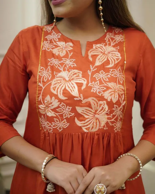 Orange_Chinon_Straight_Embroidered_Kurta_Set_For_Women