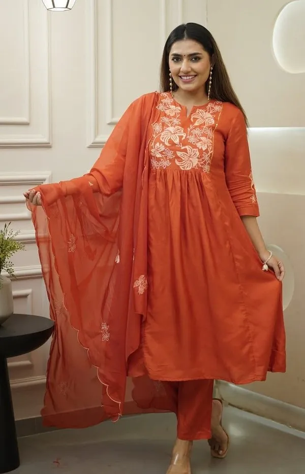 Orange_Chinon_Straight_Embroidered_Kurta_Set_For_Women