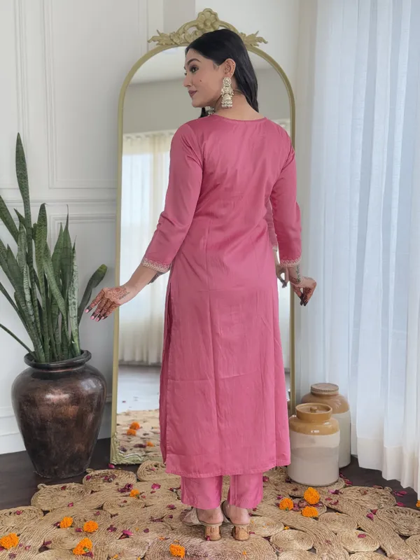 Pink_Viscose_Silk_Straight_Embroidered_Kurta_Set_For_Women