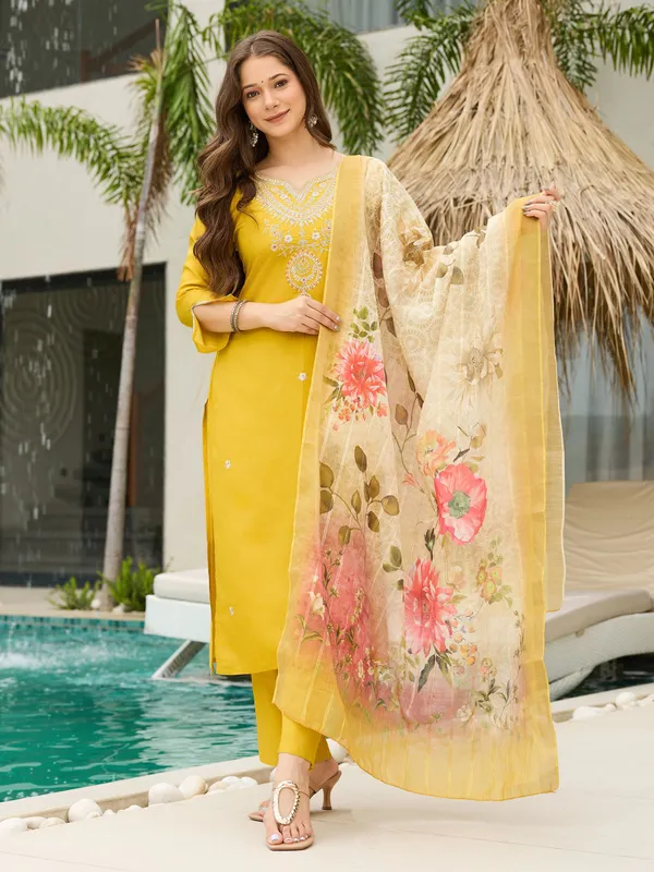 Yellow_Viscose_Straight_Embroidered_Kurta_Pant_Dupatta_Set_For_Women