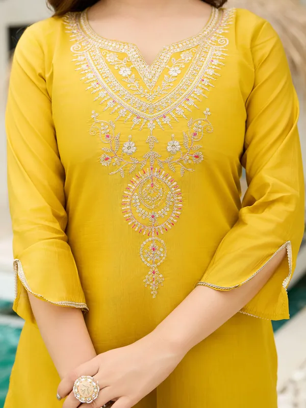 Yellow_Viscose_Straight_Embroidered_Kurta_Pant_Dupatta_Set_For_Women