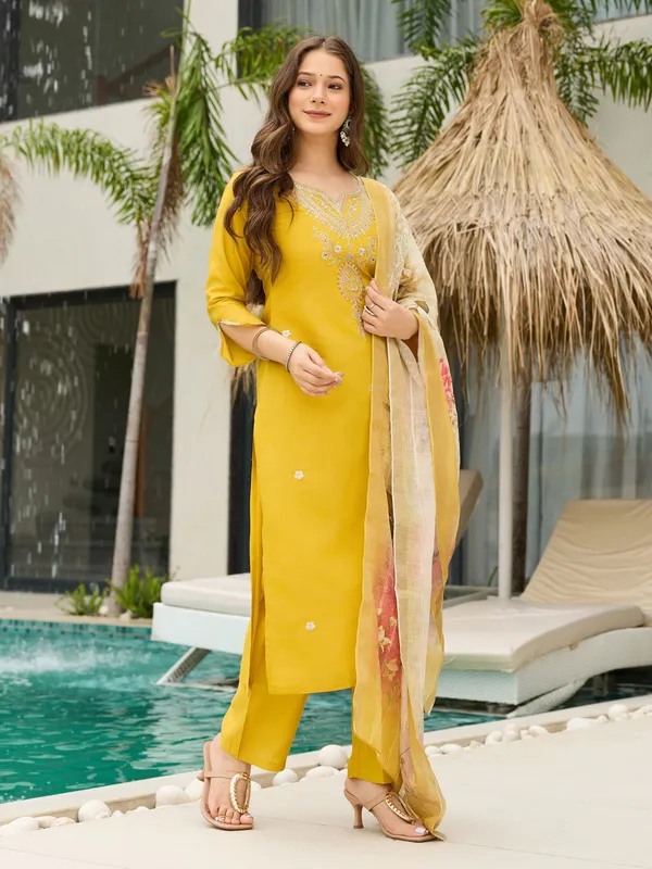 Yellow_Viscose_Straight_Embroidered_Kurta_Pant_Dupatta_Set_For_Women