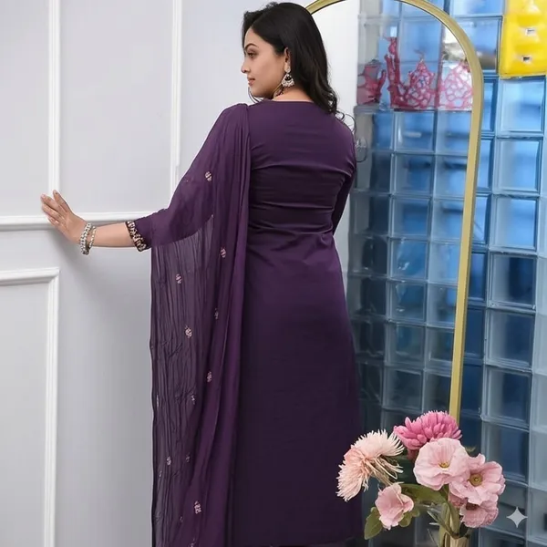 Purple_Cotton_Slim_Fit_Embroidered_Kurta_Set_For_Women