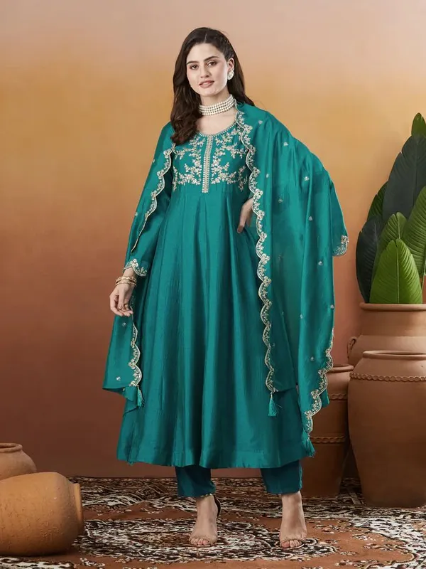 Beige_Flared_Anarkali_Zari_Embroidered_Kurta_Set_For_Women