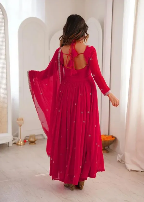 Red_Cotton_Anarkali_Embroidered_Kurta_Set_For_Women