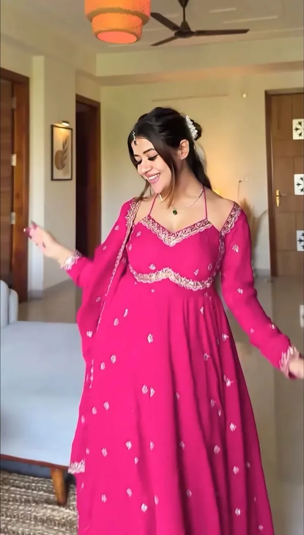 Pink_Cotton_Anarkali_Embroidered_Kurta_Set_For_Women