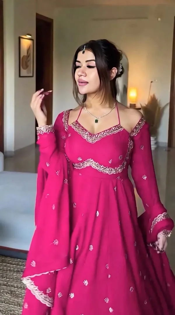 Pink_Cotton_Anarkali_Embroidered_Kurta_Set_For_Women